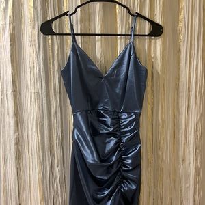 Silk blue body con dress